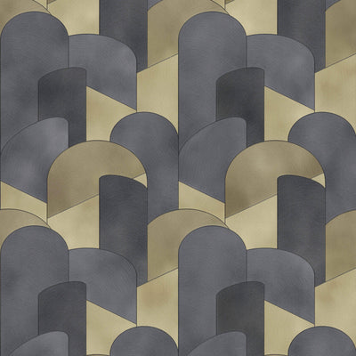 product image of sample 3d geometric graphic wallpaper in gold black from the elle decoration collection by galerie wallcoverings 1 572