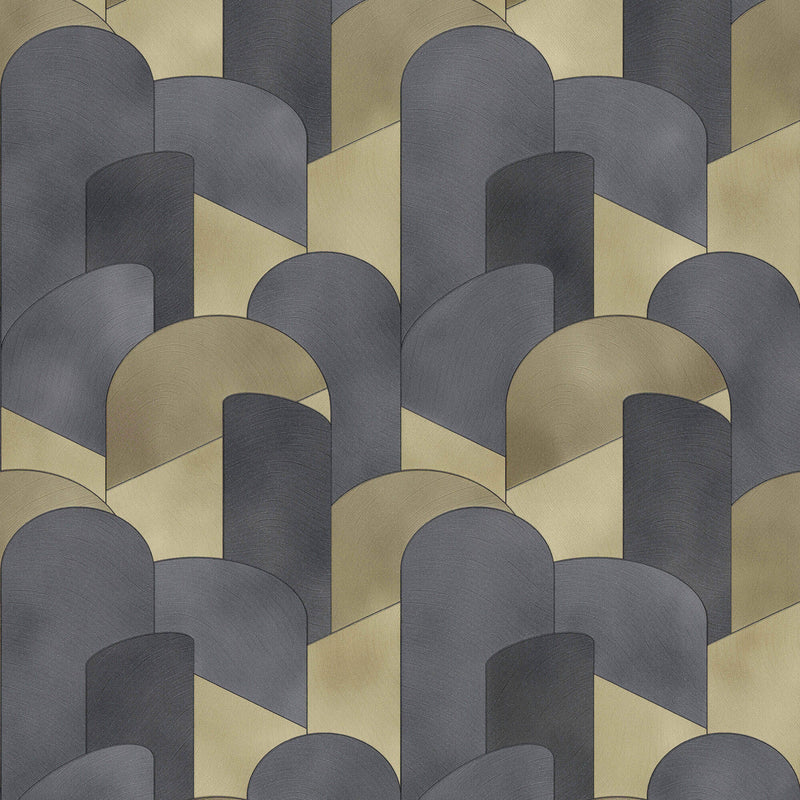 media image for sample 3d geometric graphic wallpaper in gold black from the elle decoration collection by galerie wallcoverings 1 248