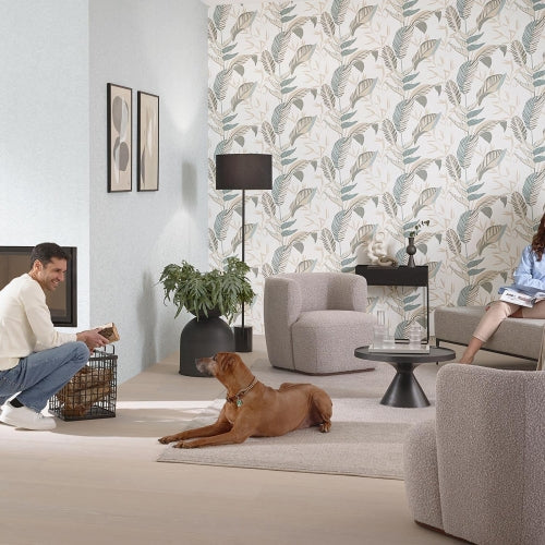 media image for Elle Decoration Floral Wallpaper in Aqua 287