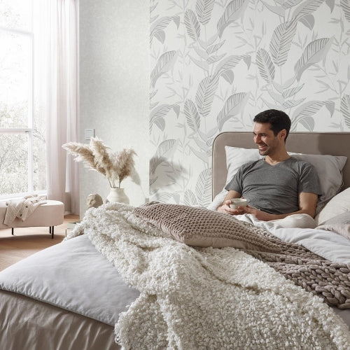 media image for Elle Decoration Floral Wallpaper in Grey 247