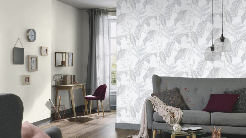media image for Elle Decoration Floral Wallpaper in Grey 276