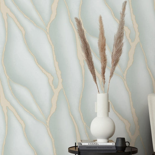 media image for Elle Decoration Patterned Stone Wallpaper in Green 244