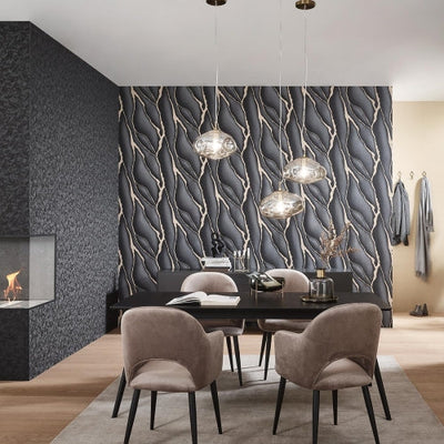 product image for Elle Decoration Patterned Stone Wallpaper in Black 0