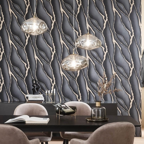 media image for Elle Decoration Patterned Stone Wallpaper in Black 267