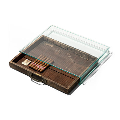 product image for glass display case with vintage drawer 1 33