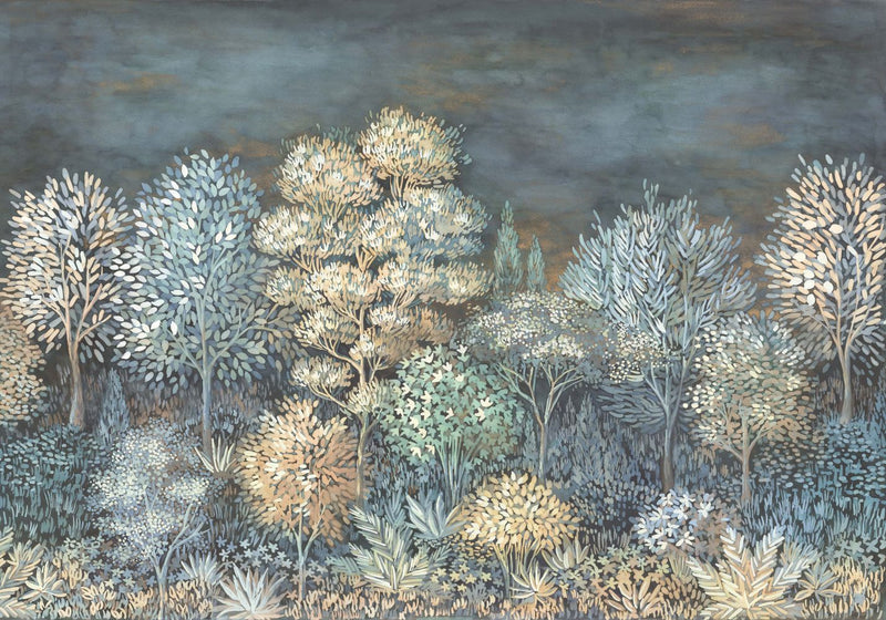 media image for Elle Decoration French Forest Wall Mural in Blue 217