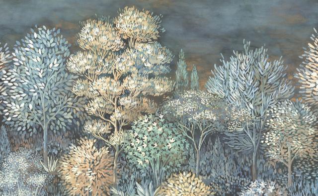 media image for Elle Decoration French Forest Wall Mural in Blue 233