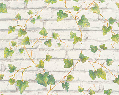 product image of Sample Brick & Vine Wallpaper in Green/White 551