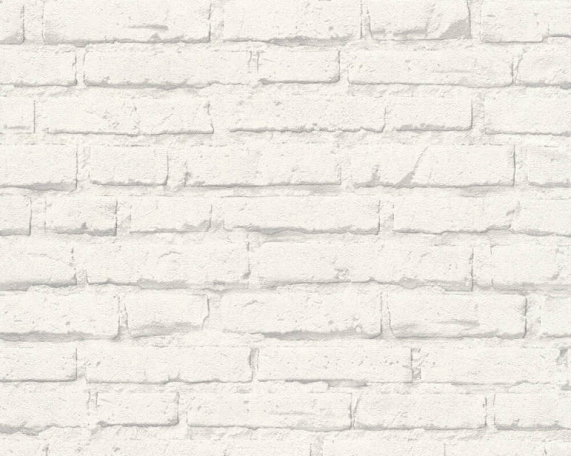 media image for Sample Brick Stone Wallpaper in White/Grey 213