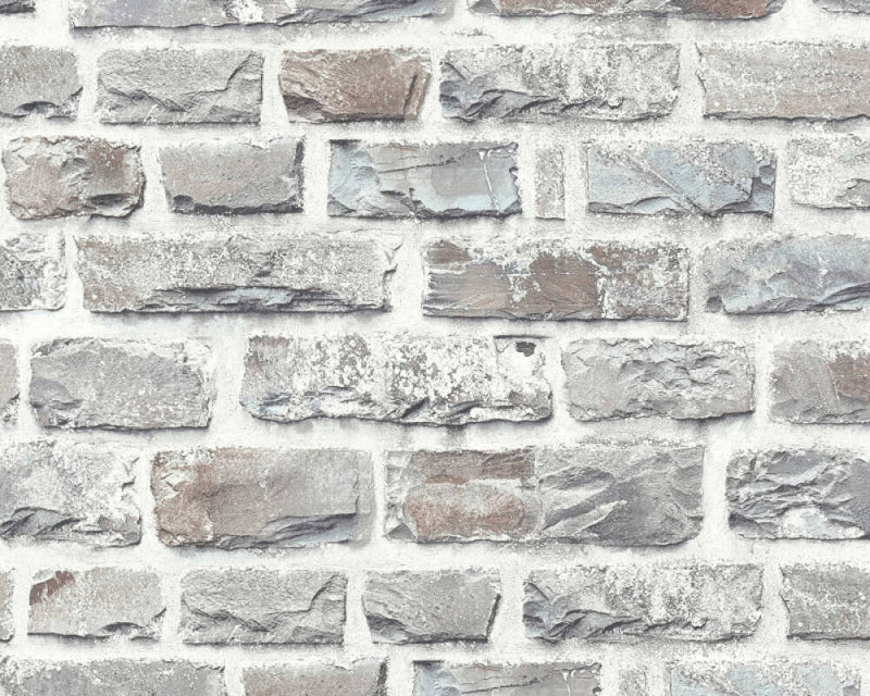 media image for Sample Brick Cottage Deco Wallpaper in Grey/Ivory 22