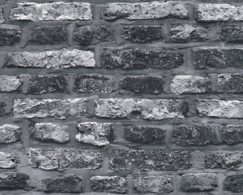 media image for Sample Brick Cottage Wallpaper in Grey/Black 241