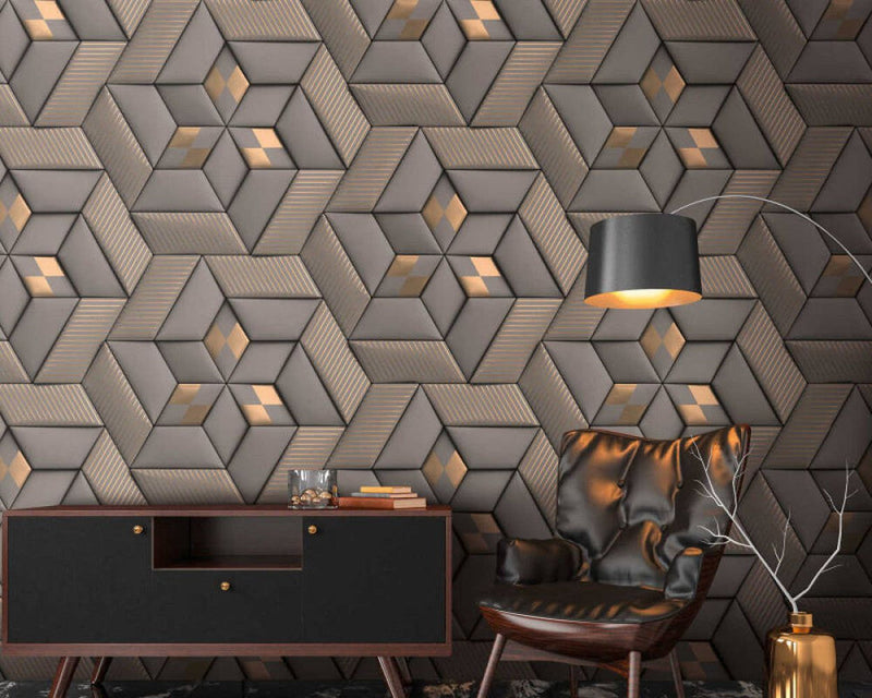media image for Geo Graphic Wall Mural in Grey 24