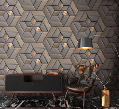 product image for Geo Graphic Wall Mural in Grey 0
