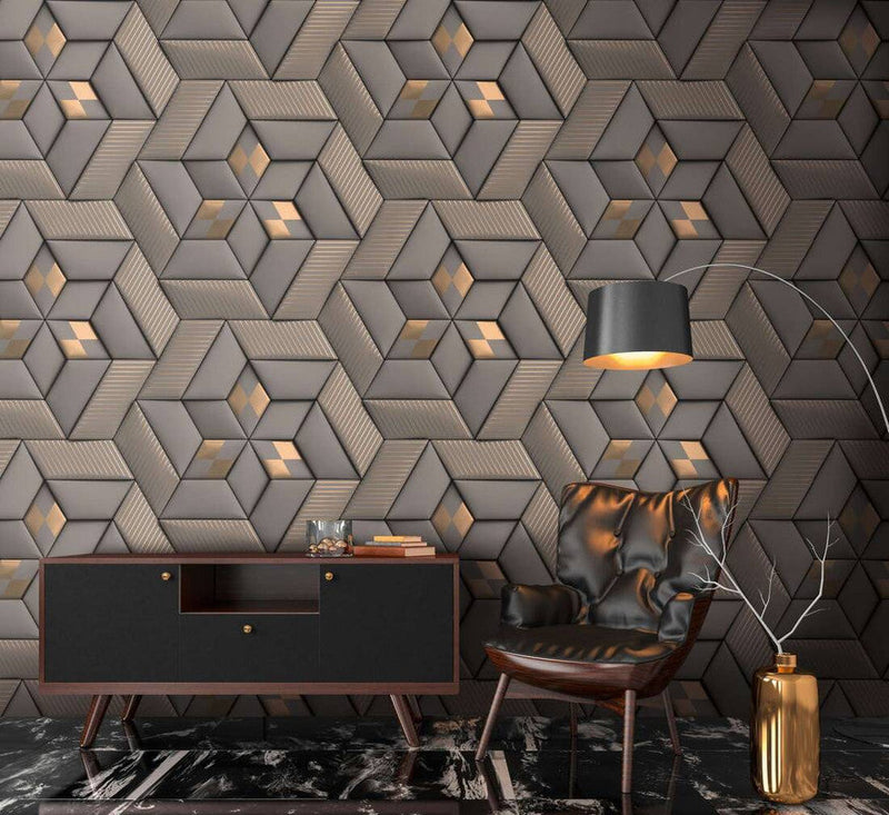 media image for Geo Graphic Wall Mural in Grey 24