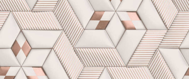media image for Geo Graphic Wall Mural in Cream//Pink 214