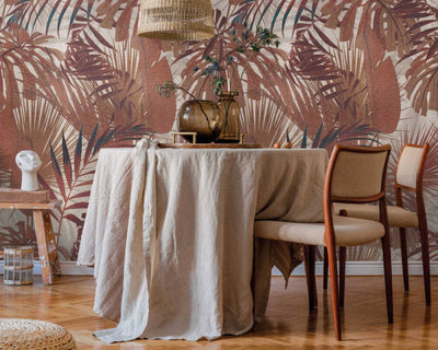 product image for Lea Botanical Wall Mural in Beige/Cream/Red 62