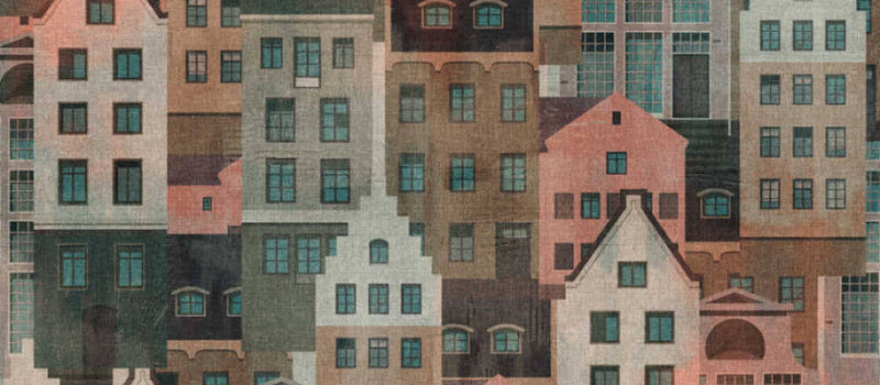 media image for Björn Metropolitan Wall Mural in Beige/Grey/Pink 227