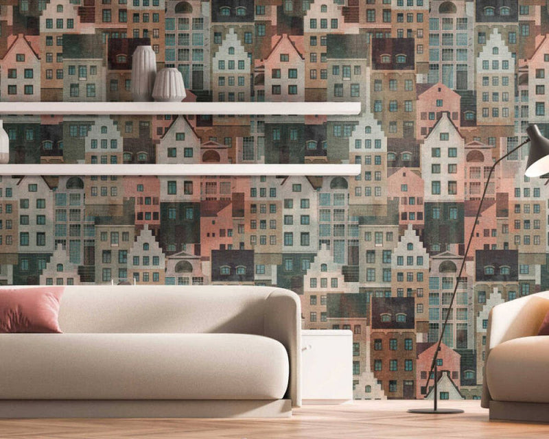 media image for Björn Metropolitan Wall Mural in Beige/Grey/Pink 271