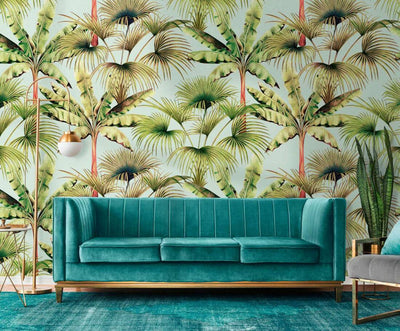 product image for Zoe Tropical Wall Mural in Blue/Green 83