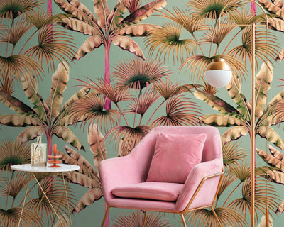 product image for Zoe Tropical Wall Mural in Brown/Green/Pink 7