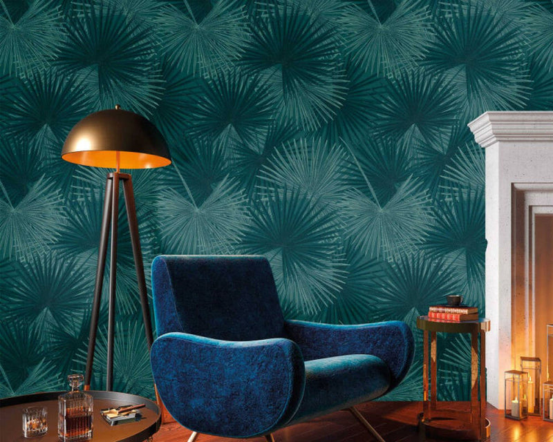 media image for Zoe Botanical Wall Mural in Blue/Green 240