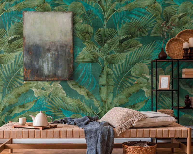 media image for Lea Jungle Wall Mural in Blue/Green 265