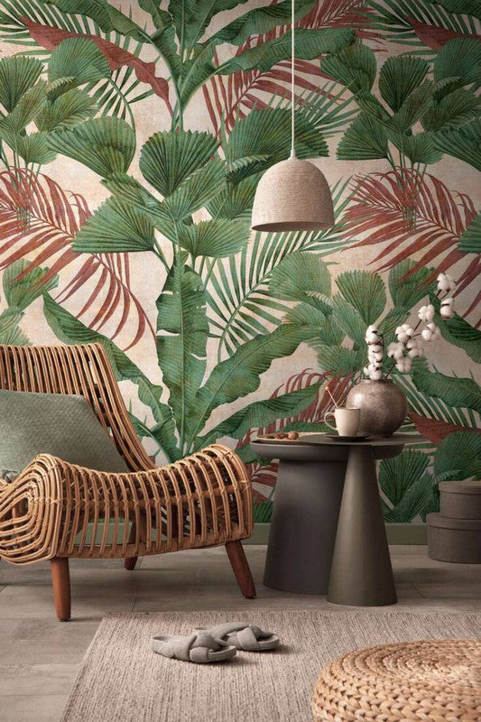 media image for Lea Jungle Wall Mural in Green/Beige 281