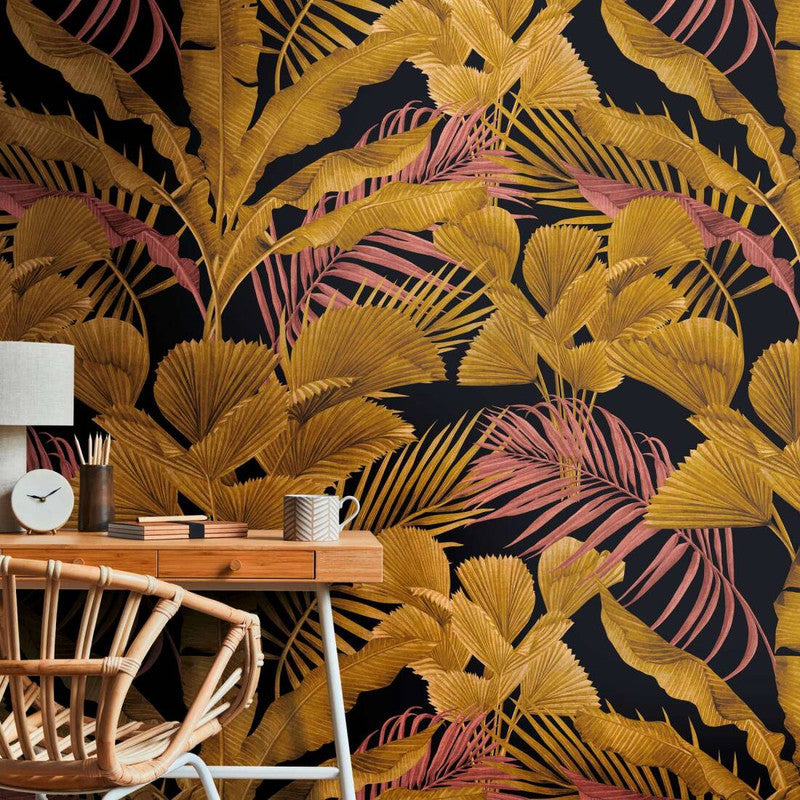 media image for Lea Jungle Wall Mural in Black/Gold 249