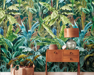 product image for Lea Jungle Wall Mural in Blue/Brown 91