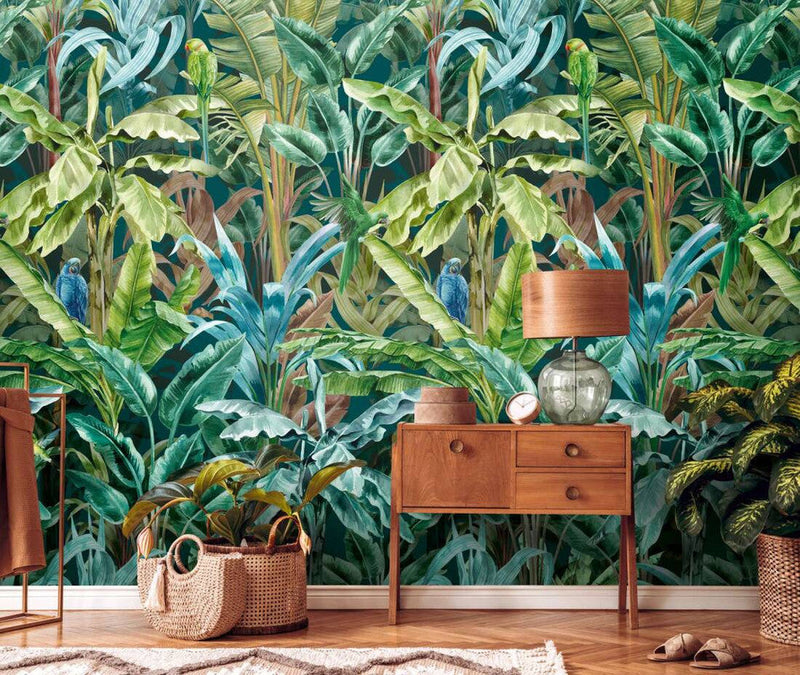media image for Lea Jungle Wall Mural in Blue/Brown 211