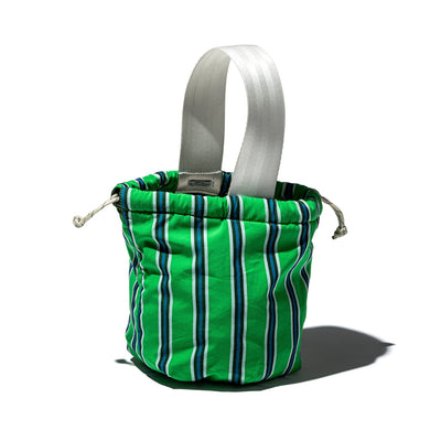 product image for Shirt Fabric Drawstring Bag Green Stripe 2 24