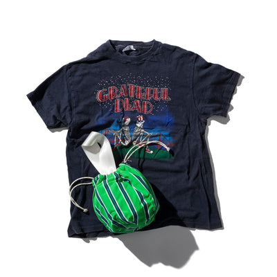 product image for Shirt Fabric Drawstring Bag Green Stripe 11 92