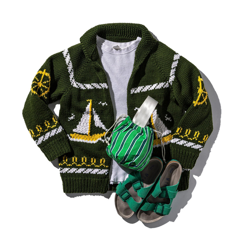 media image for Shirt Fabric Drawstring Bag Green Stripe 12 255