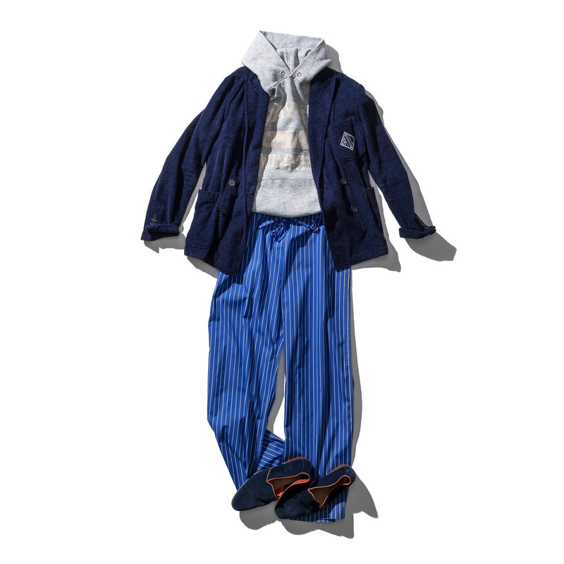 media image for Cotton Stripe Regular Pants Blue 8 273