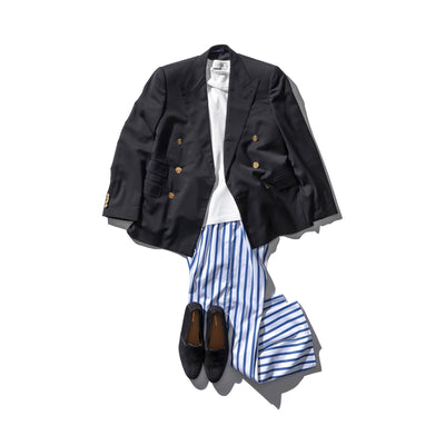 product image for Cotton Stripe Regular Pants Blue 9 15