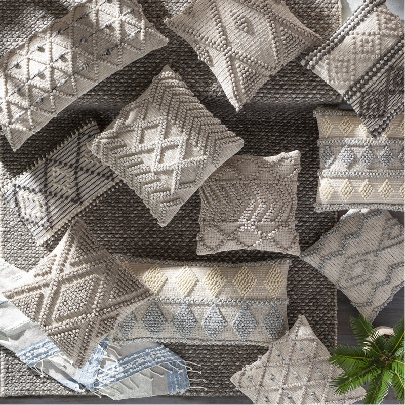media image for Anders ADR-006 Hand Woven Square Pillow Cream & Medium Gray by Surya 224