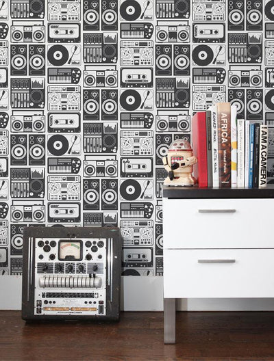 product image for Analog Nights Wallpaper in Charcoal design by Aimee Wilder 42