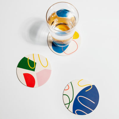 product image for Bamboo Coasters Abstract Set in Various Colors 34