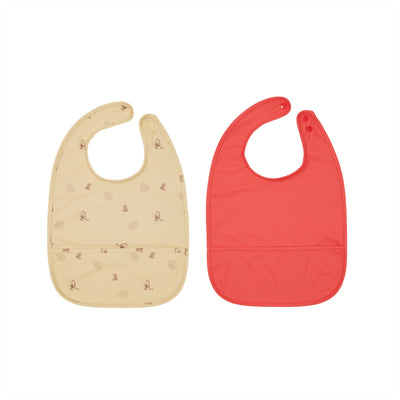 product image of dino bib set in butter and cherry red 1 590