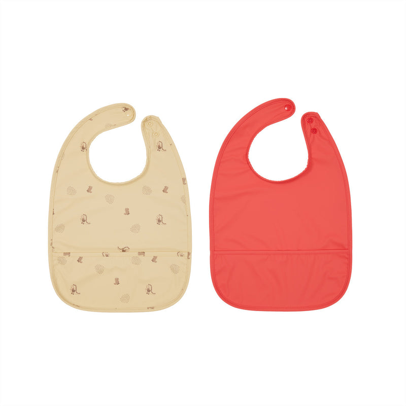 media image for dino bib set in butter and cherry red 1 299
