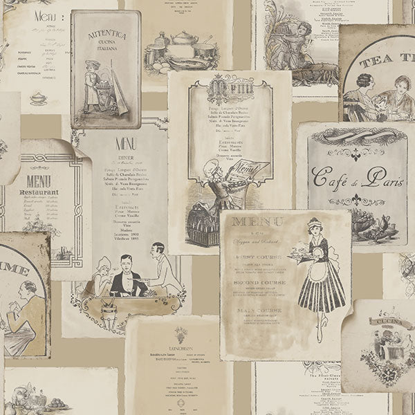 media image for sample olde menus beige wallpaper from the kitchen recipes collection by galerie wallcoverings 1 216