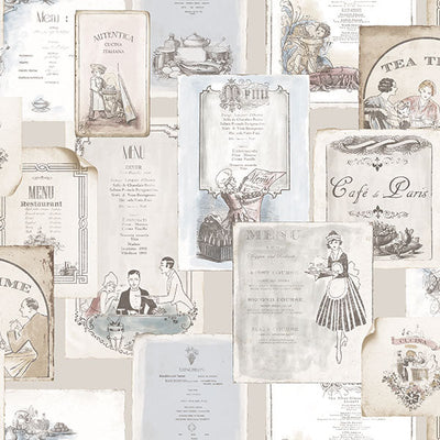 product image of sample olde menus multicolor wallpaper from the kitchen recipes collection by galerie wallcoverings 1 564