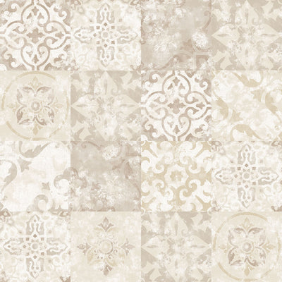 product image of sample tile effect beige wallpaper from the kitchen recipes collection by galerie wallcoverings 1 544