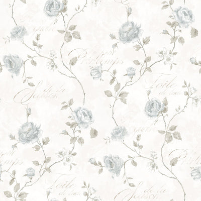 product image of sample calligraphy rose blue wallpaper from the vintage roses collection by galerie wallcoverings 1 571