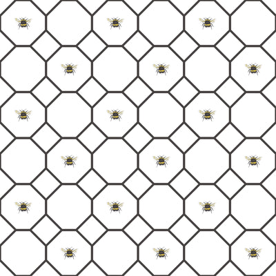 product image of Bee Hive with bees Black/White Wallpaper from the Just Kitchens Collection by Galerie Wallcoverings 513
