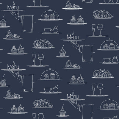 product image of Chalkboard Menu Navy Wallpaper from the Just Kitchens Collection by Galerie Wallcoverings 543