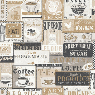 product image of sample enamel signs beige wallpaper from the nostalgie collection by galerie wallcoverings 1 520