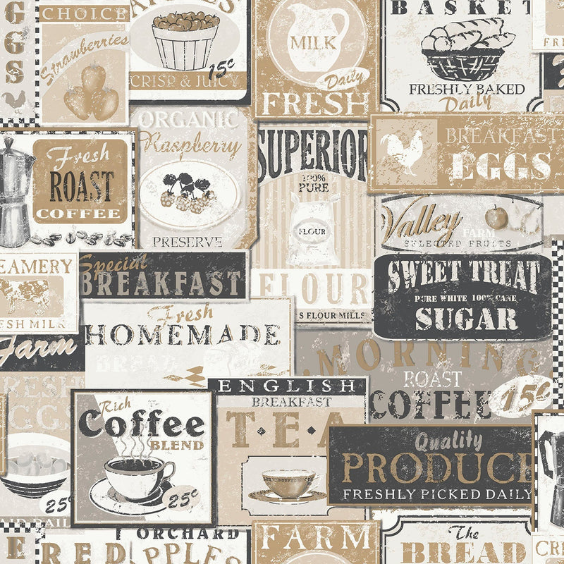 media image for sample enamel signs beige wallpaper from the nostalgie collection by galerie wallcoverings 1 263