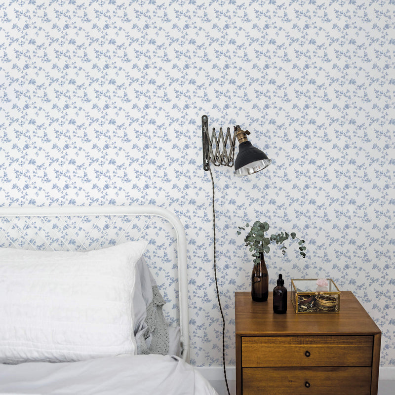 media image for Delicate Floral Blue Wallpaper from the Small Prints Collection by Galerie Wallcoverings 230