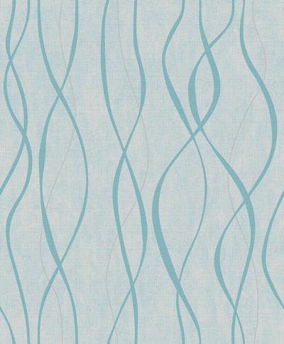 product image of Glitter Ribbons Turquoise/Metallic Wallpaper from the Special FX Collection by Galerie Wallcoverings 557